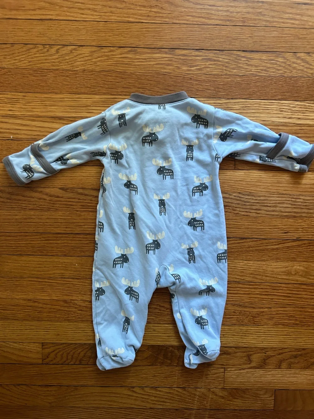 Kissy Kissy / Kissy Love Blue Moose-Print Footed One-Piece Pajamas 0-3M